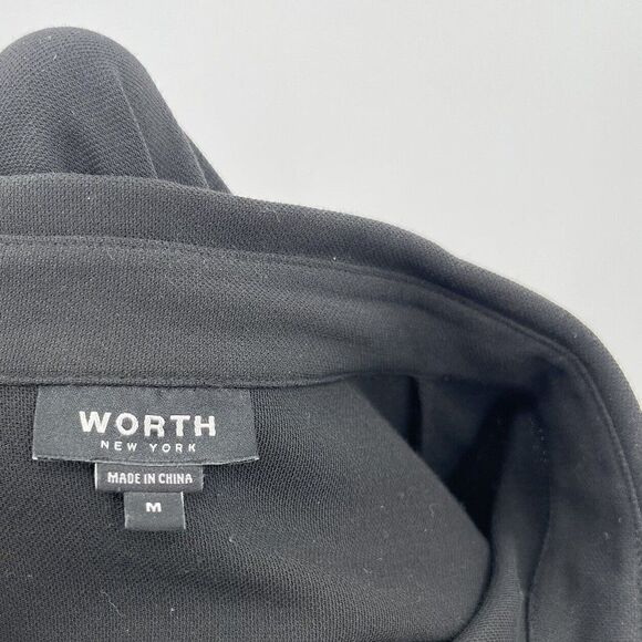 Worth New York womans blouse Oversized M black button down short sleeve BoxG - Picture 4 of 6